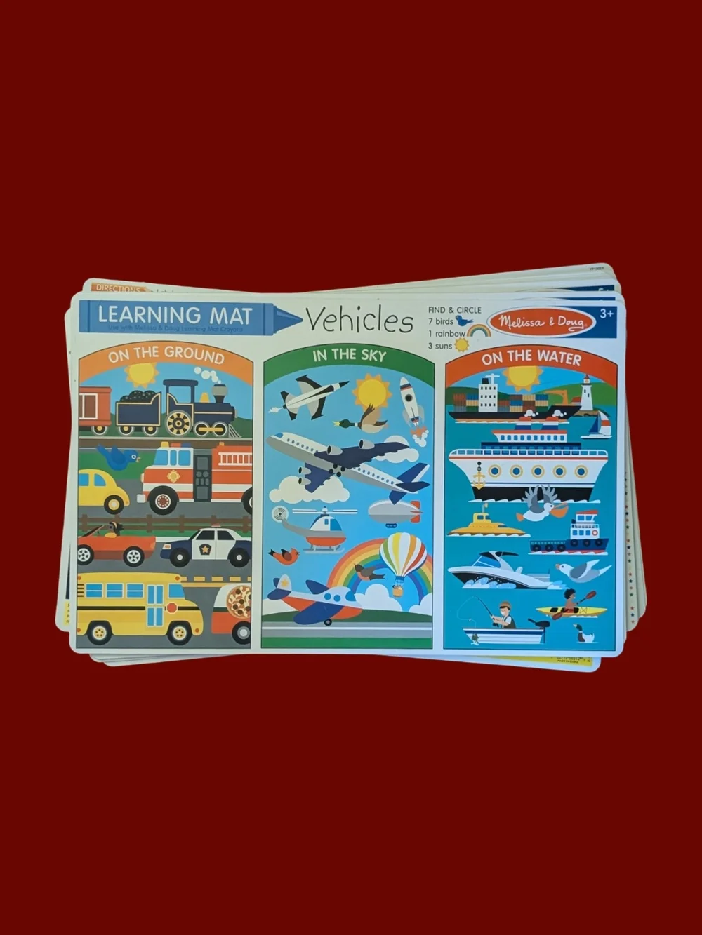 Melissa & Doug Learning Mats Lot Of 17 - Blue, Green, Yellow, Red Vehicles Set